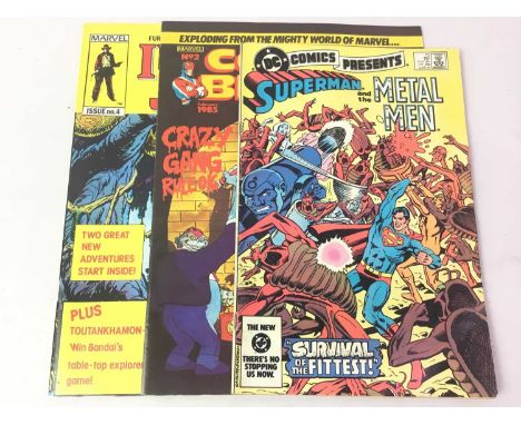 COLLECTION OF COMIC BOOKS, including Superman and the Metal Men, Indiana Jones, Captain Britain, Spider-Man, Doctor Who and f