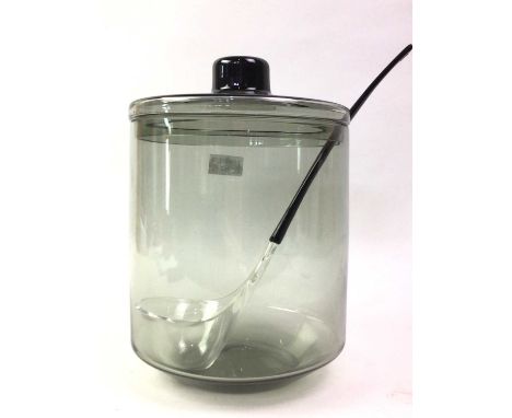 RETRO STYLE GLASS PUNCH SET, MID / LATE 20TH CENTURY comprising lidded punch jar, twelve cups and a plastic ladlethe jar - 27