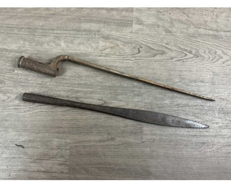 BAYONET AND SPEARHEAD, MID 20TH CENTURY  Indochina Warthe spearhead 50.5cm long, the bayonet 54cm long Qty: 2