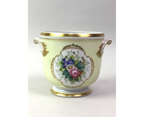 VISTA ALEGRE HAND PAINTED PLANTER VASE, MID / LATE 20TH CENTURY twin handled, decorated with summer flowers and foliage, alon