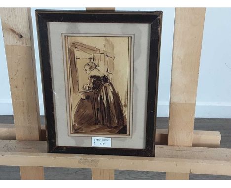 DUTCH SCHOOL(19TH CENTURY), SKETCH OF A WOMAN ink on papermounted, framed and under glassoverall size 29cm x 22cm 