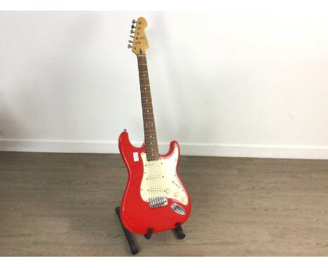 LEGATO ELECTRIC GUITAR, ALONG WITH OTHER ITEMS  with six strings and chrome tuning pegs, along with an amplifier, boxed, and 