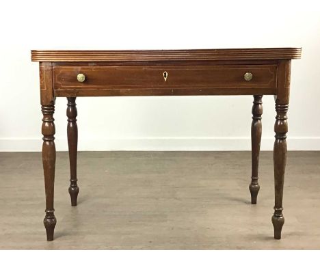 VICTORIAN TURNOVER TEA TABLE,  on turned supportsThis lot contains elephant ivory material. Several countries, including in t