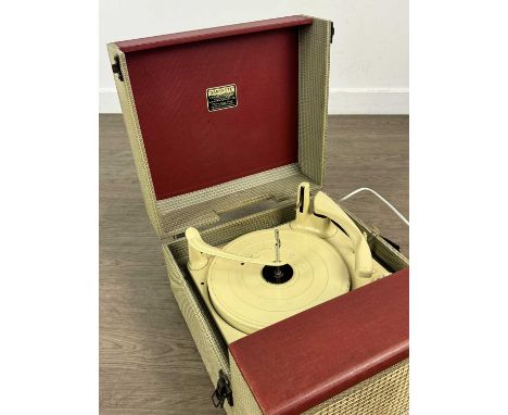 VINTAGE DANSETTE RECORD PLAYER, the hinged case lid opening to reveal the turntablethe case 38cm wide, 45cm deepThe record pl