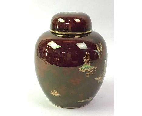 COLLECTION OF CARLTON WARE, including a ginger jar, two vases, two leaf dishes and a jug, along with a Royal Winton jug, a Ro
