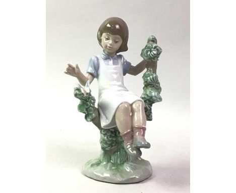 THREE NAO FIGURES OF CHILDREN, ALONG WITH TWO NAO GEESE stamped marksthe tallest 20cm high