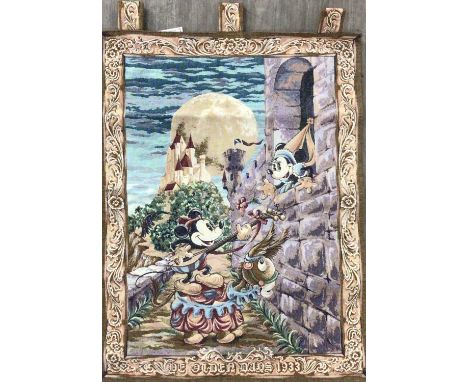 DISNEY LIMITED EDITION TAPESTRY, ALONG WITH A SNOW WHITE AND THE SEVEN DWARVES PORCELAIN TEA SET numbered 762, the wall hangi