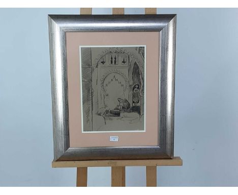 * ALEXANDER GRAHAM MUNRO RSW (SCOTTISH 1903 - 1985), STREET SCENE charcoal on paper, signedmounted, framed and under glassove