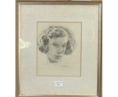 * WILLIAM ARMOUR RSA RSW RGI (SCOTTISH 1903 - 1979), SKETCH OF A WOMAN pencil on paper, signedmounted, framed and under glass