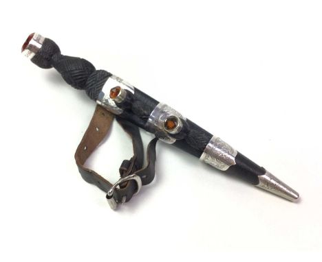 SCOTTISH CHILDS DIRK, VINTAGE set with orange coloured stones24.5cm ling