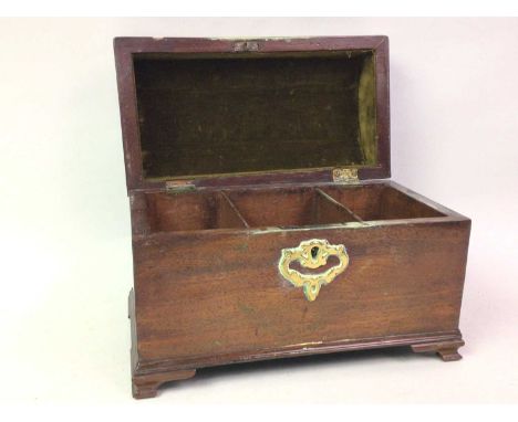 MAHOGANY TEA CADDY, AND A MANTEL CLOCK  the caddy with brass handlescaddy 24.5cm wideQty: 2