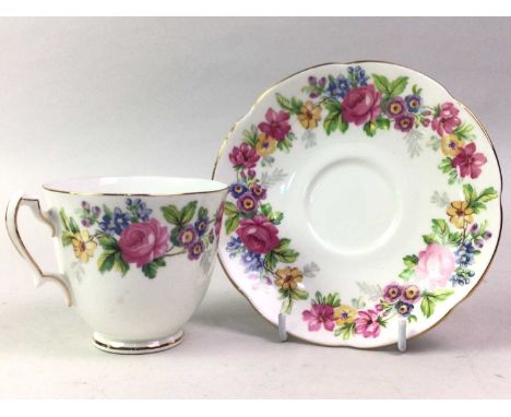 ADDERLEY PART TEA SERVICE, comprising cups, saucers, plates, cake plates, sugar bowl and cream jug