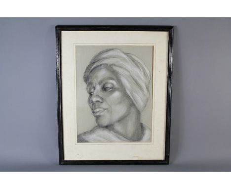 Sheila Mason 20th Century Pastel Portrait. The portrait depicting an African lady, approx 29 x 37 cms.