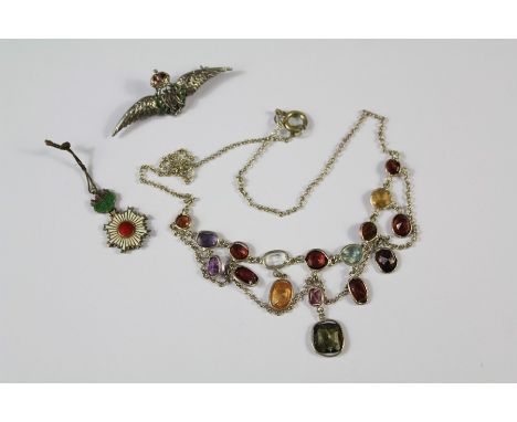 Miscellaneous Costume Jewellery. This lot includes a silver and enamel RAF sweetheart badge, a vintage Chinese enamel pendant