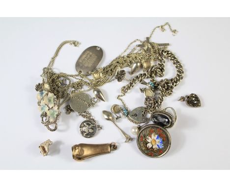 Miscellaneous Silver Jewellery, This lot includes a charm bracelet, earrings, enamel brooch, a pair of antique turquoise earr