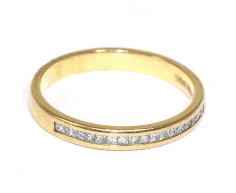 An 18 carat gold channel set half hoop ring Finger size N, 2.68g gross