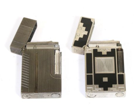Dupont ''007'' lighter and another of Art Deco design with black enamel, with card of authenticity and boxes 