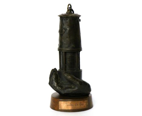John Lee 'Testing for Gas' mining lamp sculpture 