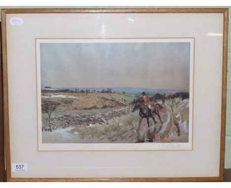After Lionel Edwards, a colour hunting print ''Derwent'' pencil signed artist proof, framed and glazed 