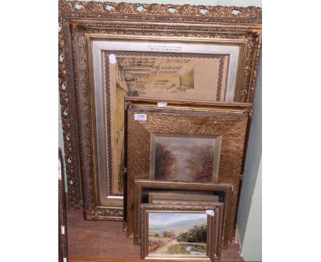A group of oils including 19/20th century school river landscape, 20th century school oriental street scene, two modern rural