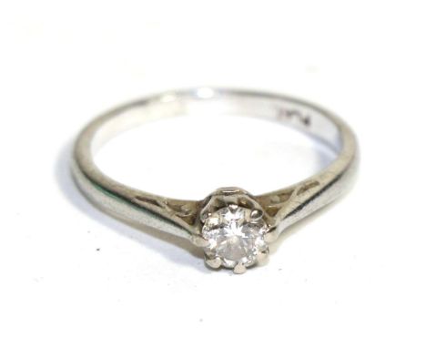 A diamond solitaire ring stamped 'PLAT' Finger size I1/2, 2.57g gross.