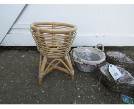 Wicker garden planter and hanging baskets 