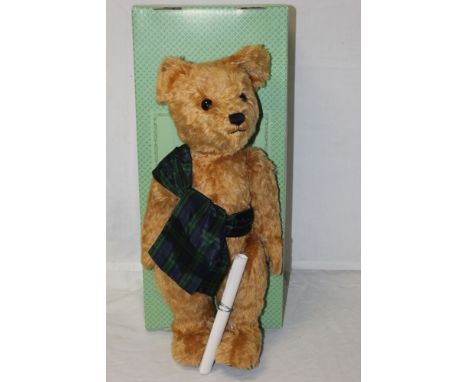 A "Big Softies" limited edition teddy bear, "Fergus", 15 of 250, having a golden mohair covered body, wearing a tartan sash, 