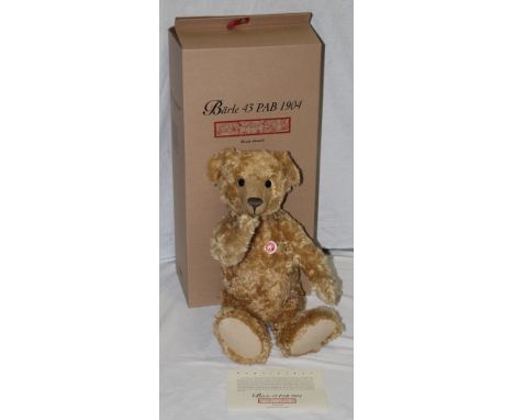 A Steiff replica teddy bear, "Barle", limited edition, no. 3941, having a golden brown mohair covered body, shoe button eyes,