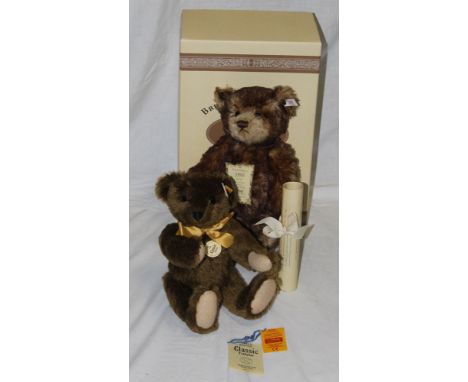 Two Steiff replica teddy bears, comprising a British Collectors 1995 teddy bear, limited edition 1456 of 3000, having a brown