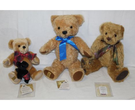 A group of three Merrythought teddy bears, to comprise a Merrythought Alpha Farnell growler 'Autumn' teddy bear, limited edit