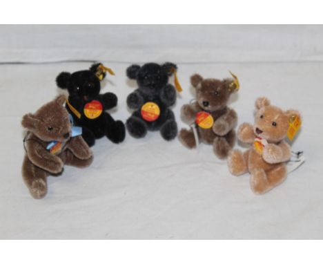 A group of five Steiff Original miniature teddy bears, numbers comprising 030567, 030123, 030109, 030055, 030505, all measuri