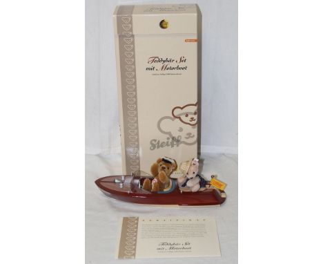 A Steiff "Teddy Bear Set With A Motorboat", limited edition  516 of 2006, comprising two miniature Steiff teddy bears, a sail