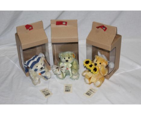 A group of four Steiff miniature teddy bears, depicting the 'Four Seasons', and comprising "Spring", "Summer", "Autumn", and 