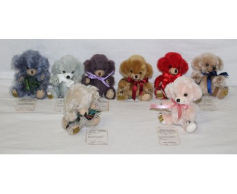 A group of eight Merrythought miniature Cheeky bears, all limited edition, and comprising "Cheeky Lavender", 226 of 500, "Che