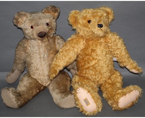 An Alpha Farnell by Merrythought blonde mohair covered growler teddy bear, measuring 60cm tall, together with another large t