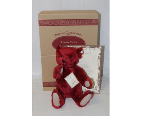 A Steiff "British Collector's 1998" teddy bear, limited edition 1620 of 3000, having a burgundy long pile mohair covered body