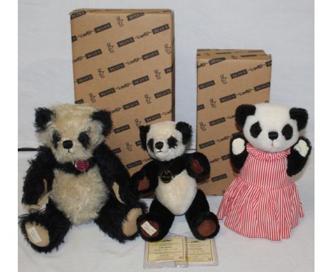 Two Dean's Rag Book Company panda teddy bears, "Old Panda", limited edition 539 of 1500, and "Mohair Panda", limited edition 