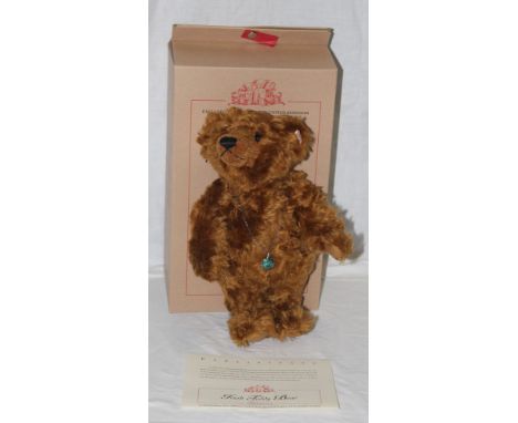 A Steiff replica teddy bear, "Irish teddy bear", limited edition 77 of 2000, having reddish brown mohair covered body, wearin