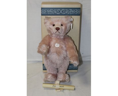 A Steiff replica teddy bear, "Rose", a copy of the 1927 teddy bear, limited edition 1865 of 7000, having a rose tone mohair c