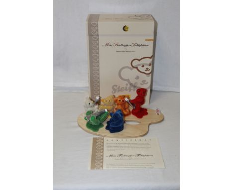 A Steiff "Mini Colour Splash Teddy Bears" set, limited edition 935 of 2006, comprising six individually coloured Steiff mini 