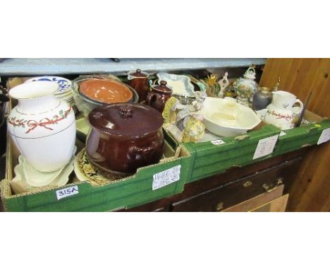 Three boxes of assorted decorative china, to include Royal Worcester, Belleek, Dresden etc