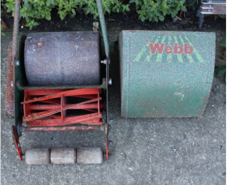 A Webb “Whippet” push-along lawn mower (lacking grass box); &amp; various garden tools &amp; hand tools.