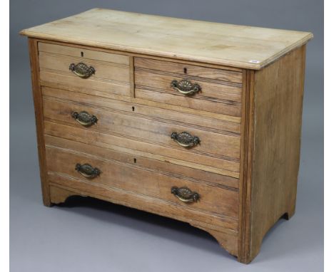A late Victorian light oak chest fitted two short &amp; two long graduated drawers with steel swing handles, 39” wide x 29” h