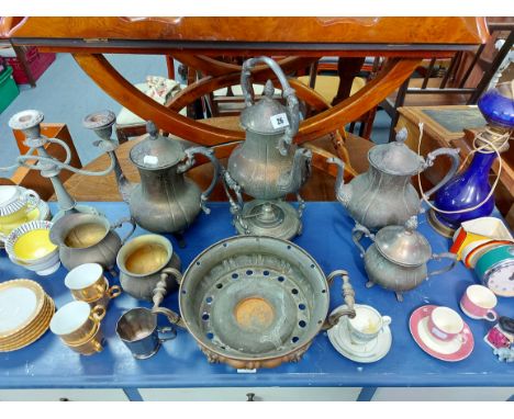A silver plated four-piece tea &amp; coffee service; a ditto rectangular two-handled tray; various other items of platedware,