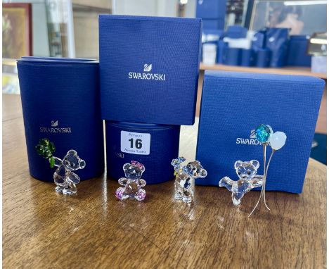 Swarovski Crystal Glass, Kris bears including 'Sweetheart', 'Forget-Me-Not', 'Lucky Charm' etc, all boxed (7) one damaged.