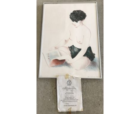 Limited Edition Colour Lithograph "Cherie" by Adrian George. Signed in pencil and dated 1984. Together with certificate of au