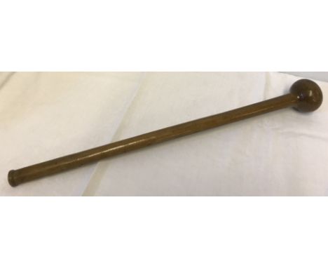 A vintage Zulu hardwood knobkerrie fighting stick. banded decoration. 59cm long