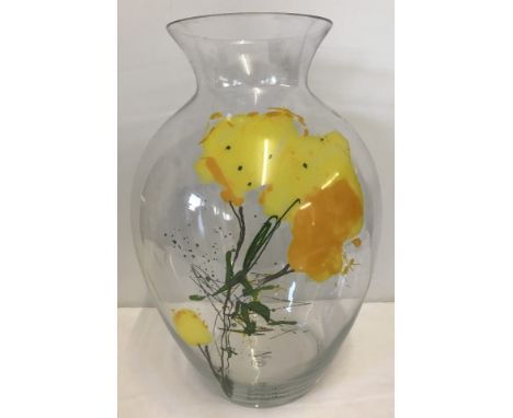 A very large Oskar Koller "Marigolds" art glass vase by Goebel.  Approx. 50cm tall.