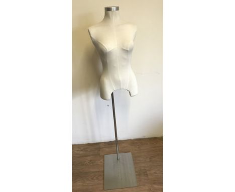 A modern fabric topped mannequin on chrome base.  Approx. 145cm tall.