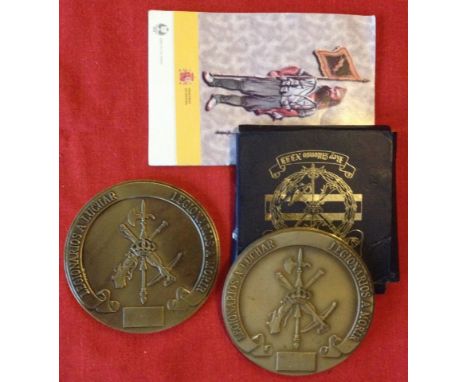 2  Spanish Legion large medallion plaques with leaflet.  8cm diameter